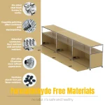 Modern Modular Low TV Cabinet｜3-Tier Sideboard with Drop Doors｜Steel Frame Storage Bench Unit | Minimalist Low Media Console 2