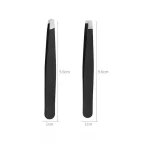 Stainless Steel Black Eyebrow Tweezer with Slant and Flat Point Beauty Tools for Eyelash Tweezer & Ingrown Hair Removal 6