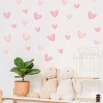 60Pcs Soft Pink Big Small Heart Shape Wall Stickers for Waterproof Removable PVC  Home Decoration