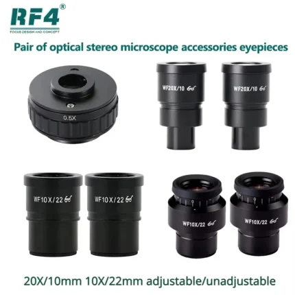 RF4 Pair of 20X/10mm 10X/22mm Adjustable/non-adjustable Binocular and Tri-optic Optical Stereo Microscope Accessories Eyepieces