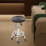 360° Rolling Bar Stool, Adjustable Height Comfortable Rotating Work Chair,Home/Office/Bar/Beauty Salon Chair,Black/White 3