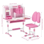 2Pcs/Set Height Adjustable Children School Study Table Chair Set with Sitting Corrector Kids Study Desk Chair Set Ergonomic 6