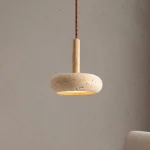 2024 New Hot Selling Pendant Lamps Wabi Sabi Circular Yellow Stone Commercial Home Decoration Restaurant Room LED Droplight 2
