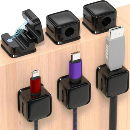 Magnetic Cable Organizer 1/3/6 PCS Cable Management Wire Keeper Wall Data Cable Clips Winder Adjustable Cord Holder Under Desk