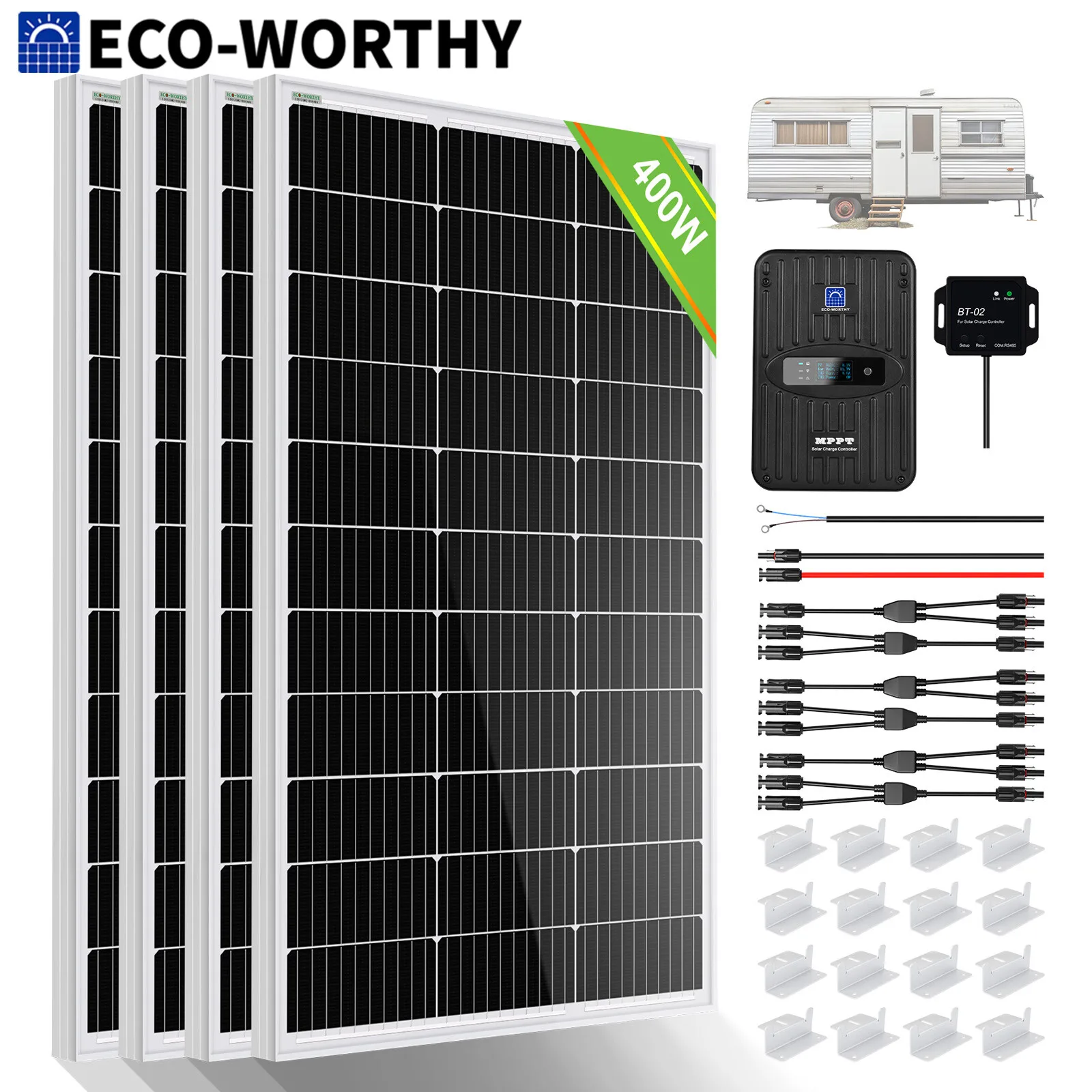ECO-WORTHY 400 Watt 12 Volt Premium Solar Panel Kit 400W 12V Solar Power Off Grid System for Home, RV, Boat ECO-WORTHY 400 Watt 12 Volt Premium Solar Panel Kit 400W 12V Solar Power Off Grid System for Home, RV, Boat