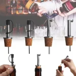 Wooden Cork Stopper For Bottle Wine Olive Oil Pourer Dispenser Spout with Cover Bottle Pourer Stopper For Bottle Bar Accessories 3