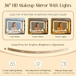50 Natural Lighted Makeup Vanity Desk with Mirror and Charging Station for Women & Girls Bedroom 4