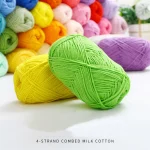 40-50g/Set 4ply Milk Cotton(80%) Knitting Yarn Needlework Dyed Lanas For Crochet Craft Sweater Hat Dolls At Low Price 2