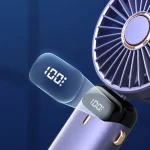 Portable Handheld Personal Rechargeable Fan LED Digital Display 90°Adjustable  Rechargeable Fan , 5 Speed Wind Mini Aromatherapy 5