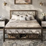 HOOMIC Metal Platform Bed Frame with Vintage Circular Design Headboard and Footboard, Extra Under-Bed Storage Allewie 2