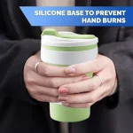 350ml Silica Gel Collapsible Cup Reusable Leakproof Travel Coffee Mug Foldable Portable for Hiking Camping Office Heat Resistant 5