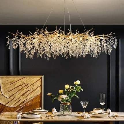 2025 Luxury Gold Crystal LED Chandeliers Living Dining Room Bedroom Lighting Lustre Ceiling Pendant Lamps Indoor Villa Lights Fi
