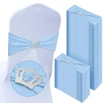 100 Pcs Spandex Chair Sashes with Crown Buckle Slider Stretch Chair Bands Cover Ties for Wedding, Banquet, Gala, Corporate Event
