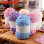 1Pc 50g Matte Chenille Yarn Doll Thread Handmade Crochet Knitted Material Small Ice Stripe Thread