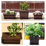 Flowerpots Imitation Purple Clay Succulent Plants Pots Outdoor Garden Landscape Bonsai Pot Trays Rectangular Square Planter 2