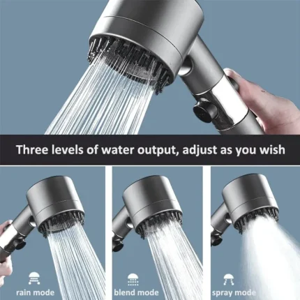 Handheld Shower Head with ON/OFF Switch 3 Modes High Pressure Water Saving Filter Powerful Massage Spa for Bathroom