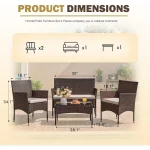 4 Pieces Outdoor Patio Furniture Sets Rattan Chair Wicker Set, Outdoor Indoor Use Backyard Porch Garden Poolside Balcony Furnit 6