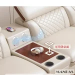 MINGDIBAO Premium Italian Genuine Leather Sofa Set for Living Room with Adjustable Headrests, Bluetooth Speaker, Wireless Charge 6