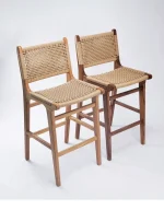 Creative Solid Wood Hemp Rope Bar Stool Cafe Restaurant High Foot Dining Stool Leisure High Foot Chair Home Backrest Chairs 2