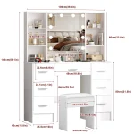 Minimalist natural wood vanity with light-up mirror – 3 light modes, slide-out drawers & shelves 6