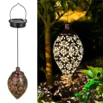 Outdoor Water Drop Shaped Solar Projection Light Waterproof Hollowed-out for Garden Patio Stair Fence Street Landscape Balcony