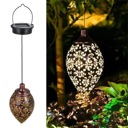 Outdoor Water Drop Shaped Solar Projection Light Waterproof Hollowed-out for Garden Patio Stair Fence Street Landscape Balcony