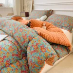 Floral Printed Thickened Warm Winter Quilt Fluffy Soft Weighted Blanket for Sleeping Double Bed Skin-Friendly Quilted Comforter 4