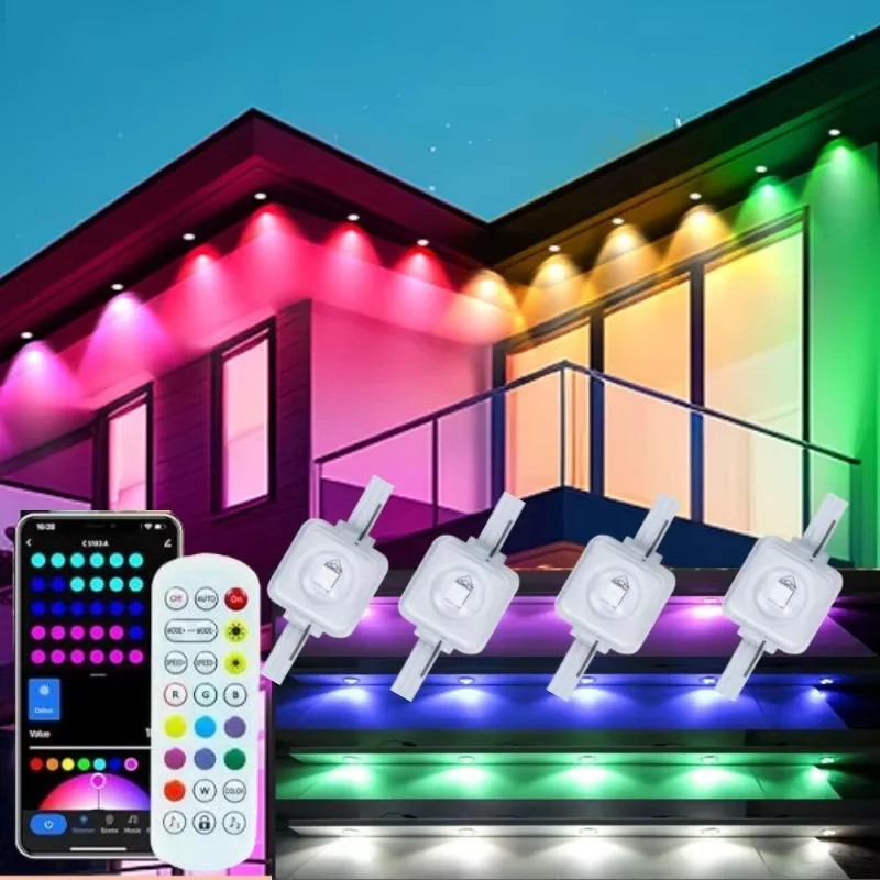 Smart Permanent Outdoor Lights Eaves Lights IP67 Waterproof Light String with App Remote Control Music Sync for House Roof Decor Smart Permanent Outdoor Lights Eaves Lights IP67 Waterproof Light String with App Remote Control Music Sync for House Roof Decor