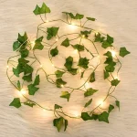 2/5/10M Silk Leaves Fake Creeper Green Leaf Ivy Vine LED String Lights for Home Wedding Hanging Garland Artificial Plants Decor 2