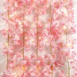2M 20LEDs Cherry Blossom String Light Garland Artificial Flower Vines Fairy Lights for Bedroom Wedding Party Holiday Decoration 4