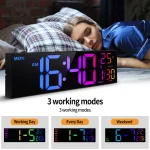 16" Large Digital Wall Clock, Big LED Display with Remote, 8 RGB Color, Alarm, DST, Temperature for Living Room, Kitchen 5