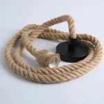 Vintage 1/2/3/4m long Hemp Rope Retro Loft Single Head Double Heads Industrial light Hanging Lamp Pendant Light Edison Lamp