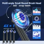 Electric Toothbrush for Adults Rechargeable T37 Sonic Toothbrush with 3 Modes IPX7 Waterproof 40,000 VPM Motor With 4 Brush Head 3
