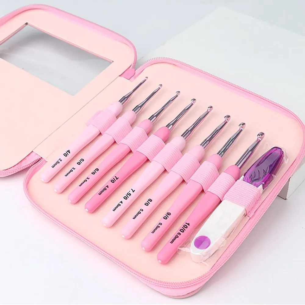 9pcs Crochet Hook Kit 2.5-6mm Ergonomic Soft Handle Aluminum Hooks Set with 8 Sizes for DIY Crafts Knitting Crocheting Supplies 9pcs Crochet Hook Kit 2.5-6mm Ergonomic Soft Handle Aluminum Hooks Set with 8 Sizes for DIY Crafts Knitting Crocheting Supplies