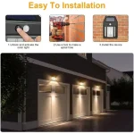 1/2/4/8 Solar Wall Lights IP44 Motion Sensor LED Lantern Wall Mounted Suitable for Outdoor Lighting on Courtyard Porch Decks 5