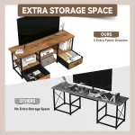55" TV Stand with Fabric Drawers-Brown 2