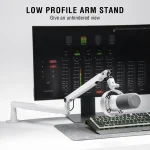 FIFINE Microphone Boom Arm, Adjustable Low Profile Mic Arm with Desk Mount Clamp,Cable Storage for Streaming Gaming-White BM88W 2