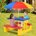Kids Picnic Table Set W/Removable Umbrella Indoor Outdoor Garden Patio 2