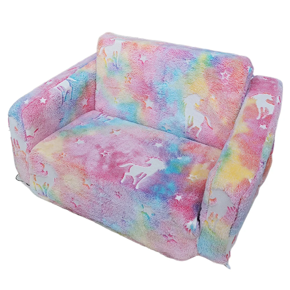 Glow in The Dark Extra Soft Open Couch Convertible Sofa To Lounger Glow in Dark Convertible Plush Foam Chair for Girls and Boys Glow in The Dark Extra Soft Open Couch Convertible Sofa To Lounger Glow in Dark Convertible Plush Foam Chair for Girls and Boys