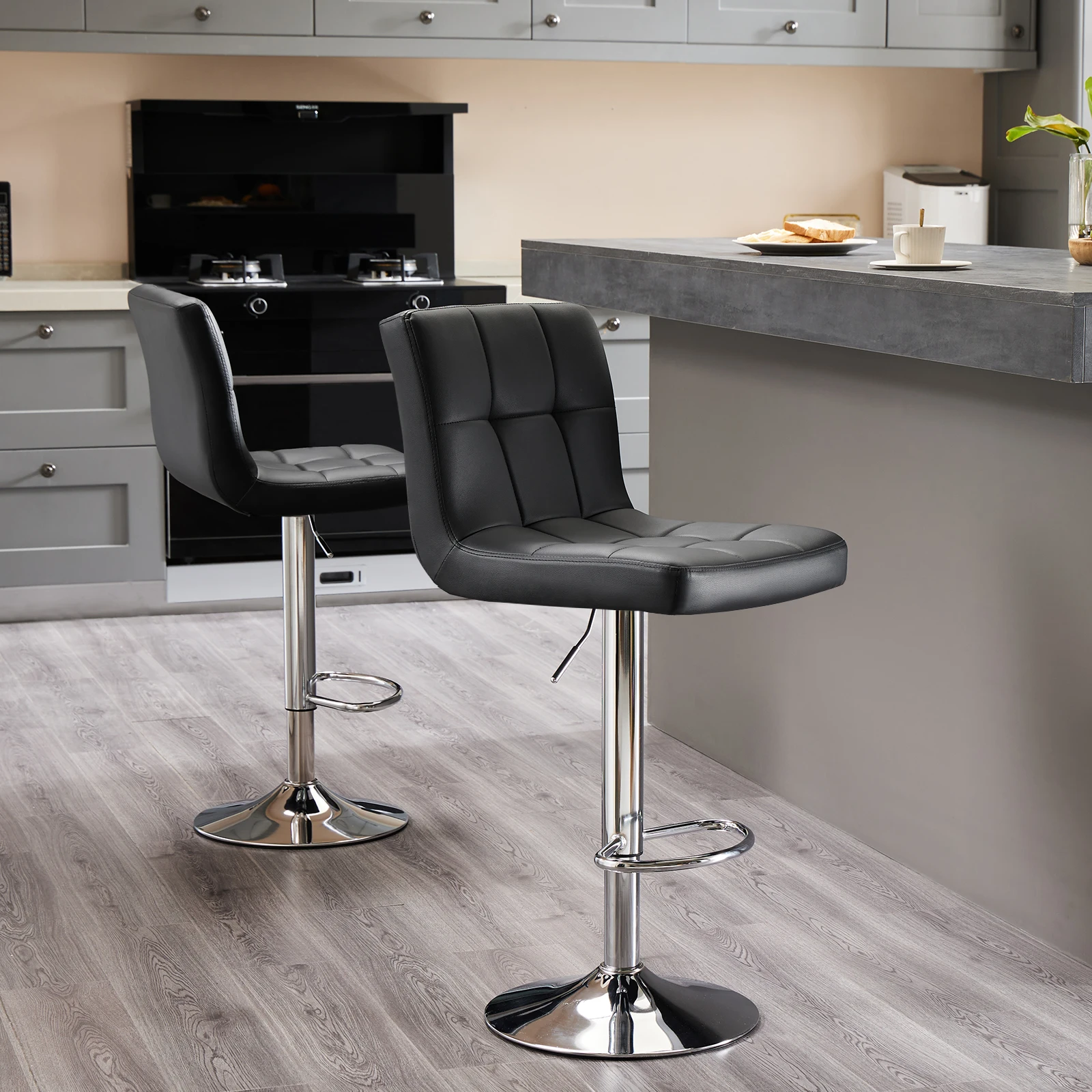 JHK PU Leather Bar Stools Set of 2,Upholstered Counter Height Bar Stools,SGS Certified Gas Gylinder Comfortbale Backrest JHK PU Leather Bar Stools Set of 2,Upholstered Counter Height Bar Stools,SGS Certified Gas Gylinder Comfortbale Backrest