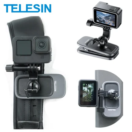 TELESIN 360° Rotation Magnetic Backpack Clip Clamp Mount for GoPro Hero 13 12 11 10 9 8 7 Insta360 DJI Action Camera Accessories