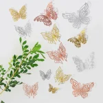 12pcs 3D Hollow Butterflies Wall Stickers on The Wall for Wedding Decoration Children Room Decor Living Room Kids Bedroom DIY 4