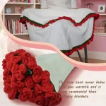 1pcs Finished Flower Bouquet Blanket Soft and Lightweight Knitted Throw Blankets for Birthday Wedding Valentine’s Day Home Decor 6