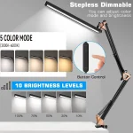 LED Desk Lamp Long Arm Foldable Clamp Adjustable Eye Caring Light with 3 Color Modes Dimmable for Reading Study and Office Work 6