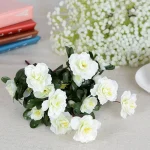 Outdoor Fall Artificial Red Azalea High Quality Flowers Bushes UV Resistant Decor Fake Flowers Home Decorations Small For Garden 5