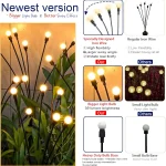 8pcs Outdoor Lights Solar Lawn Lamp Garden Lamp LED Wind-driven Firefly Ground Plug Lamp for Garden Lawn Landscape Holiday Light 3