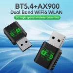 2IN1Mini USB AX900Mbps WiFi6 BT5.4 Network Card 2.4G&5GHz Dongle Wireless Receiver Adapter Driver Free For PC Laptop Win10/11 4