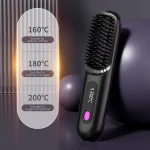 NEW Electric Ceramic Heating Straight Hair Comb Wireless Portable Negative Ion Styling Tool Rechargeable USB Straightening Brush 2