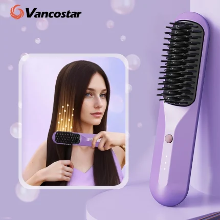 Cordless Electric Hair Brushes Straightener Brush  Heat Comb for Women Travel Portable Dryer and Straightening Brush Styler