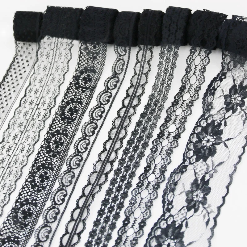 (10 yards/roll) Black lace fabric ribbon Webbing Decoration Lovely gift packing Material (10 yards/roll) Black lace fabric ribbon Webbing Decoration Lovely gift packing Material